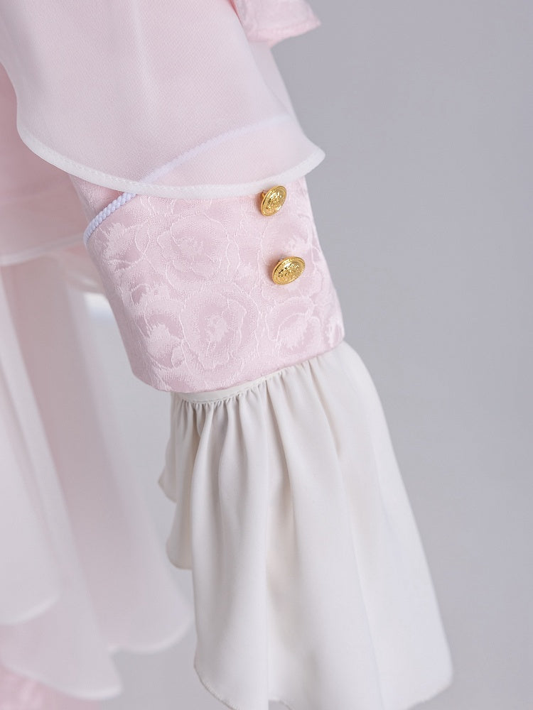 Sakura Pink Cherry Blossom Jacquard Cape Coat - DevilInspired Exclusive Collection
