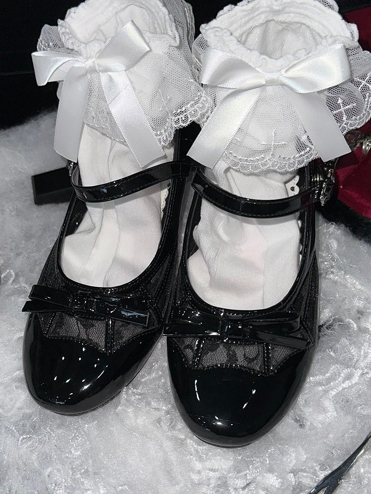 Top Mary Bow Polished at Design Spiderweb Janes Gothic Black