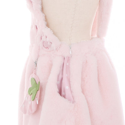 Rosa süße Bunny Plüsch Overalls Bubble Shorts