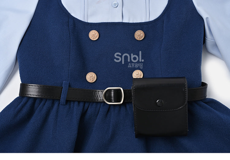 Zootopia Judy Navy Blue Fake Two-piece Preppy Style Dress with Free Waist Bag