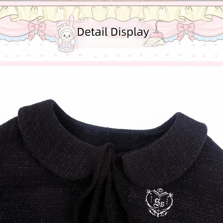 Furry Cape Kawaii Embroidery Dark With