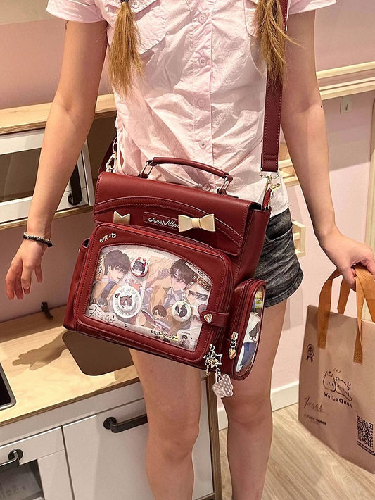 Ita und Fenster mit Dekoration Schleife rot Tasche transparent 2-Wege-Wein