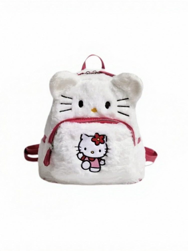 White & Pink Plush Cat Backpack - IVONA boutique