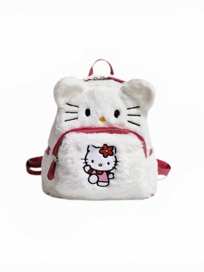 White & Pink Plush Cat Backpack - IVONA boutique