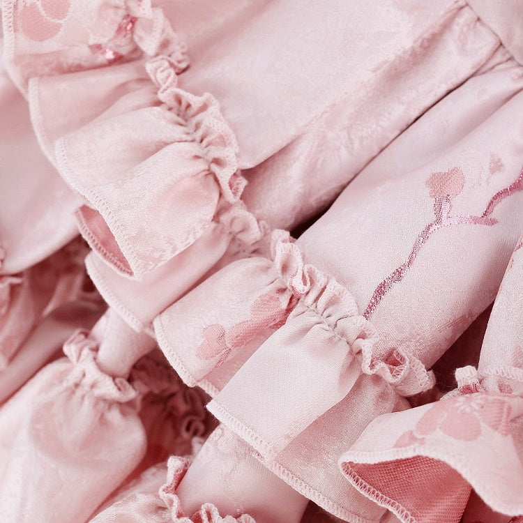 Pink Halter Tiered Ruffle Dress with Lace Trim - serendipity