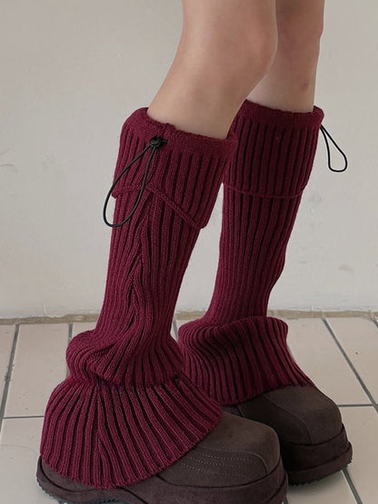 8 Options Drawstring Knitted Leg Warmers