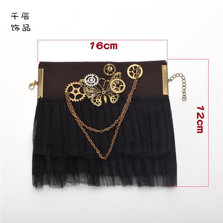 スチームパンク ロリータ バタフライギア ブラック リストカフ