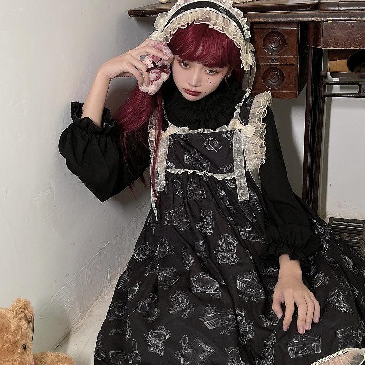 ネックラインエレガントベアスクエアウェンディジャンパープリントスカート