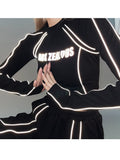 Kurzes Cyberpunk-Top, reflektierend, lange Ärmel, futuristisch