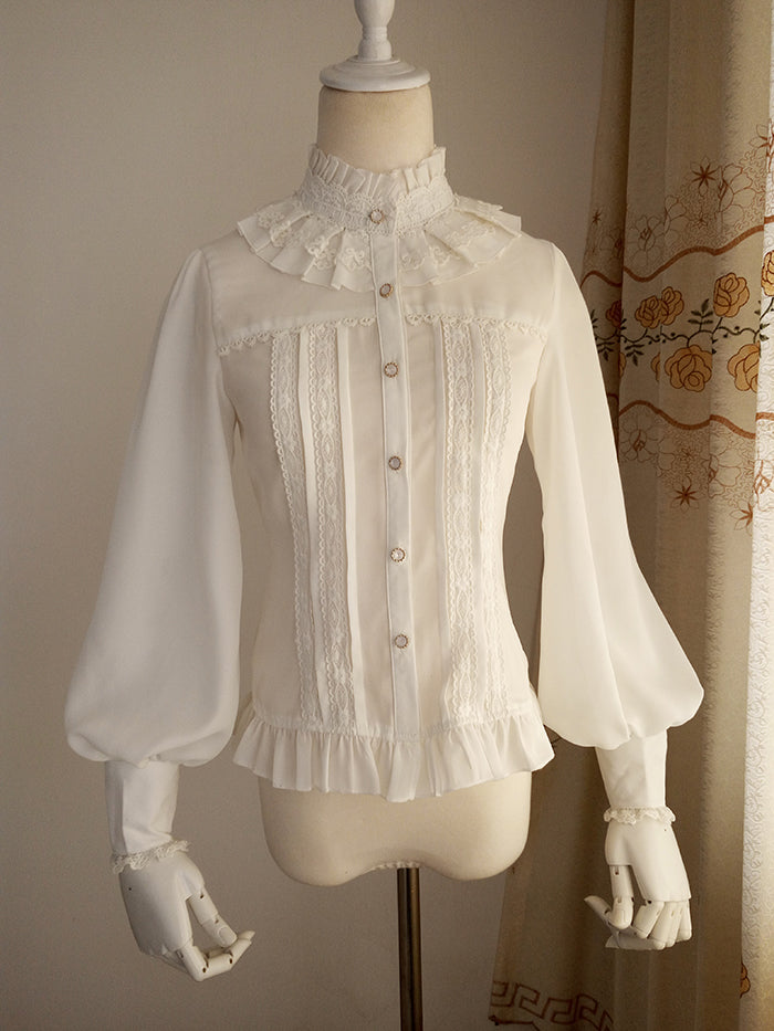 Vintage High Neck Puff Sleeve Lolita Top
