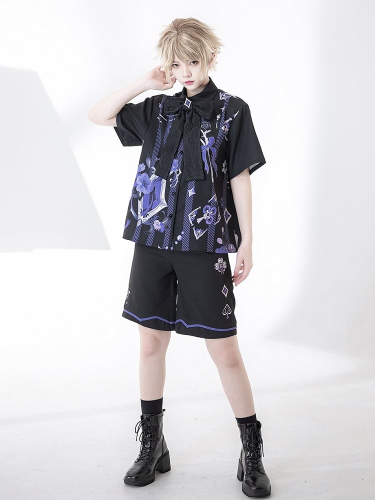 Spade – Schwarze Shorts mit Diamant-Ouji-Summer-Club-Stickerei