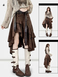 Kaffee Saum Wasteland Asymmetrischer Rock Braun Punk
