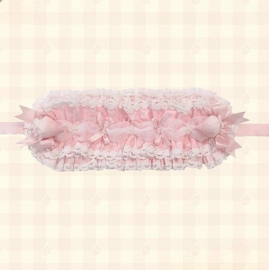 Hairband Strawberry Pink/Red/Blue with Lolita Accents Lace Trim
