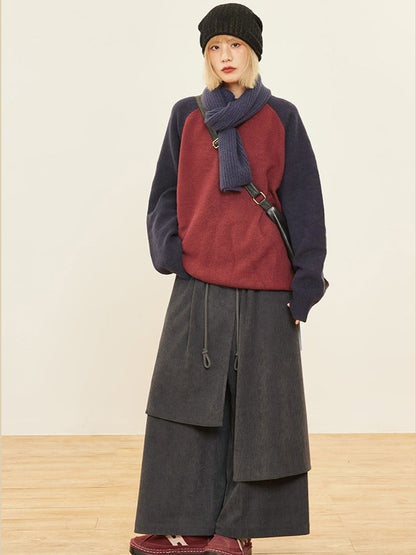 Wide-leg Cut Dark Design Pants Asymmetrical Gray