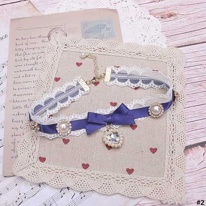 Options Bowknot Color Charm Heart Jirai Lace Kei 18 Choker