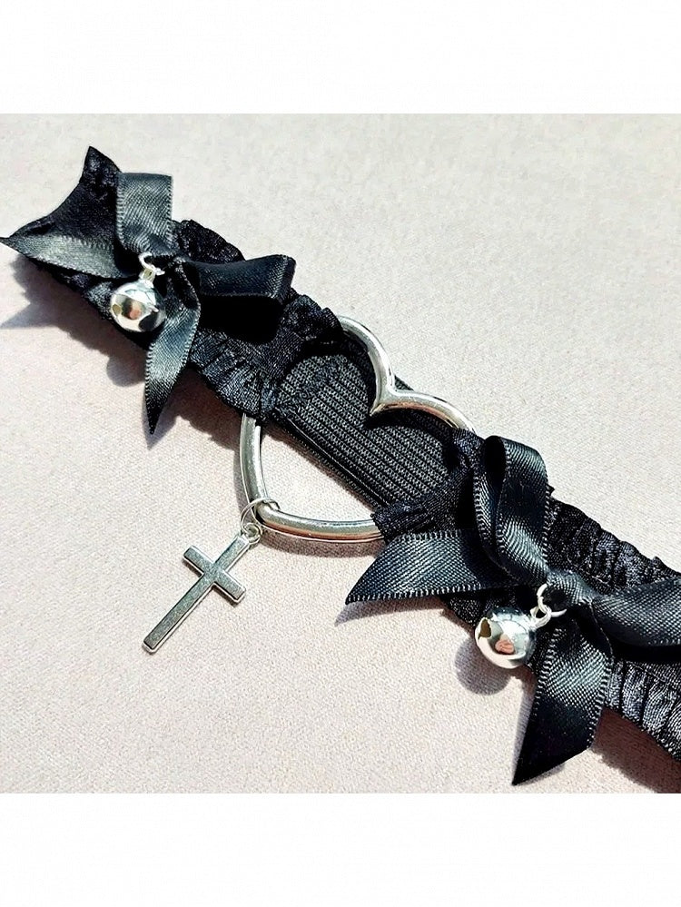 2 Colors Gothic Heart Cross Leg Garter with Bow Decoration - Mr. Cat