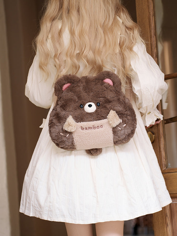 Bear Cute Plush Backpack Brown