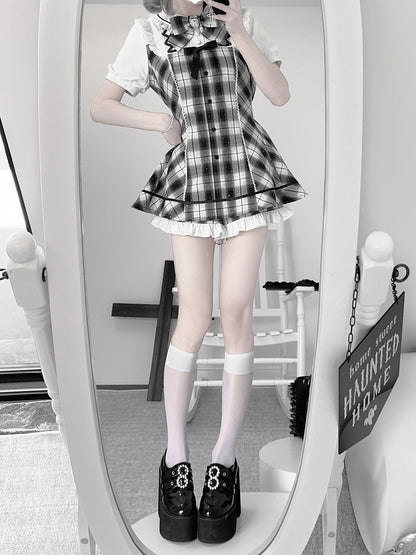 Black & White Plaid Dress with Sparkle & Shorts - Bunny Rush