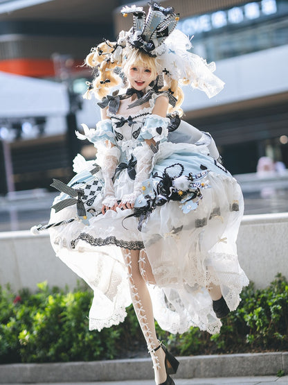 Alice in Wonderland Off-Shoulder Lolita Dress with Playing Card Appliques - Hinana Queena
