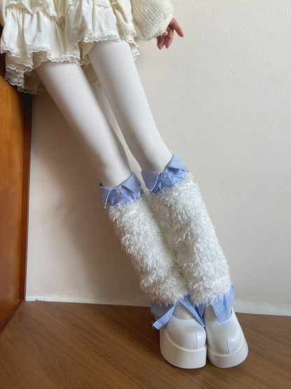 Collared 3-Color Leg Warmers Striped