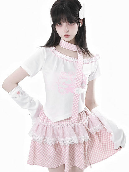 White Button Angel Armwear Accent Wing Blue/Pink