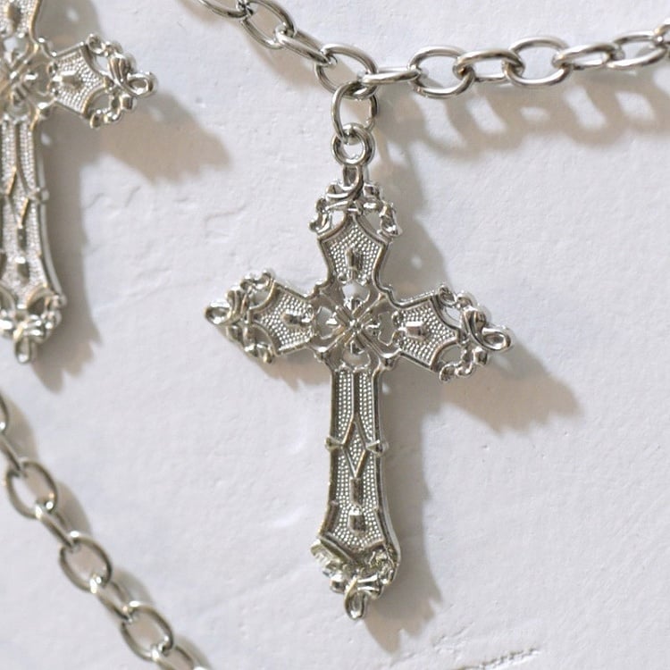 Belt Silver Cross Black Details Chain + Waist Star Charm