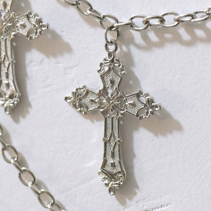 Belt Silver Cross Black Details Chain + Waist Star Charm