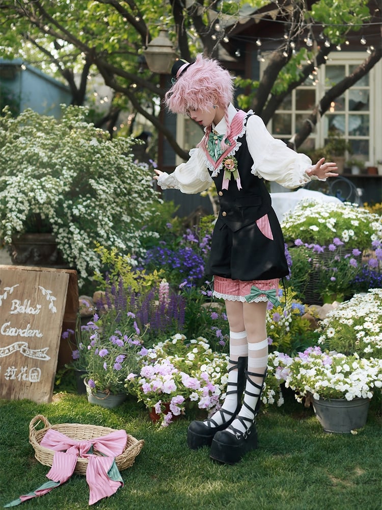 und Weste Lolita-Kragen Rosa Blazer Ouji + Circus Vibes Schwarz