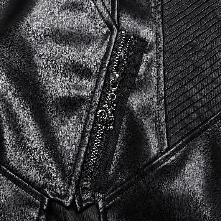 Black Punk Visual Heavy-Processed Leather Jacket