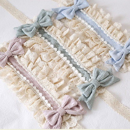 With Beige Blue Light Hairband Cute Green Sweet Lace Mint Bow Pink-Purple Lolita / Options