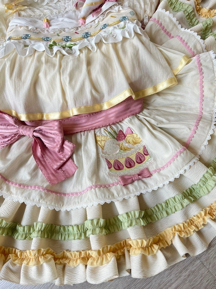 ジャンパーケーキ ストロベリースカート パステルカラー サマー クリーム 刺繍 スイート ロリータ