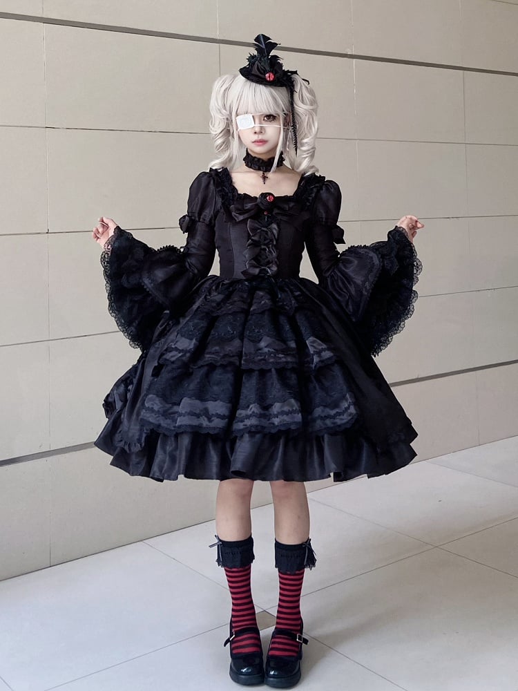 Feather Gothic Hat Mini Eyeball Lolita and Black