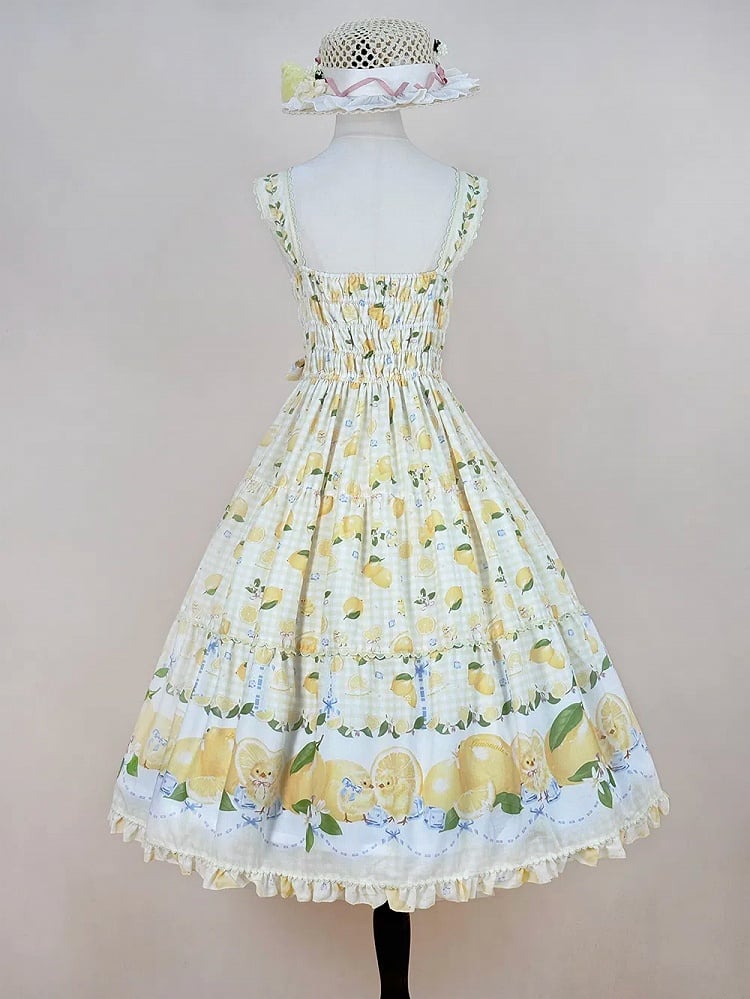Lemon Lolita and Jumper Gingham Print Skirt Dress Yellow Chick