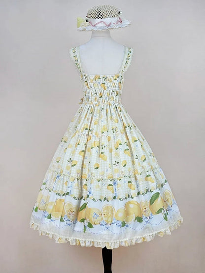 Lemon Lolita and Jumper Gingham Print Skirt Dress Yellow Chick