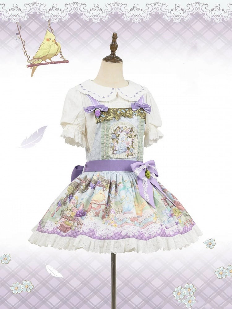 Grapes Overall Parrot Sweet Print Lolita Dress and Cute