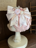Delicate Pink Floral Bow Hairpin with Lace Detail