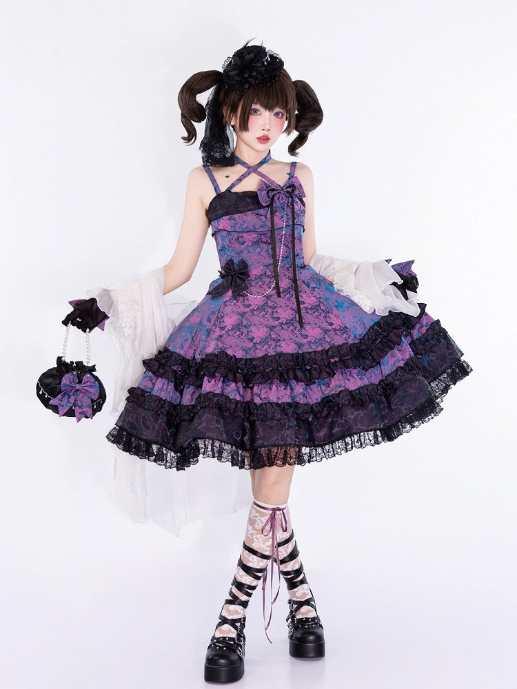 Feathered Lace Mini Hat with Veil for Gothic Lolita