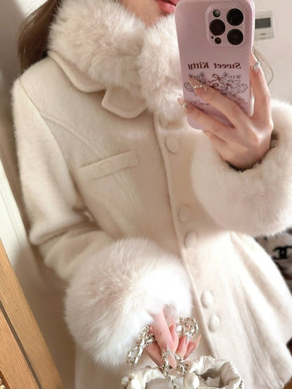 Bogen Faux Weiß Mantel Pelz Übergroßen Abnehmbare Mit