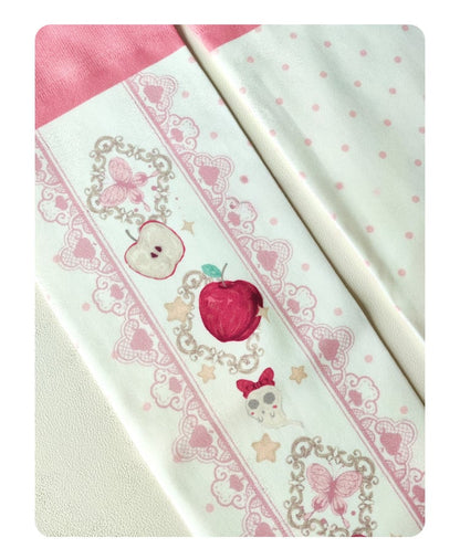 Red Apple and Bow Print Over Knee Stockings