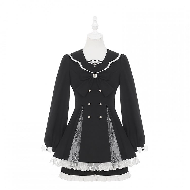 High Mini Coord mit Kleidschlitz Passendes Kei Black Set: Jirai Lace-Paneled Edgy Shorts