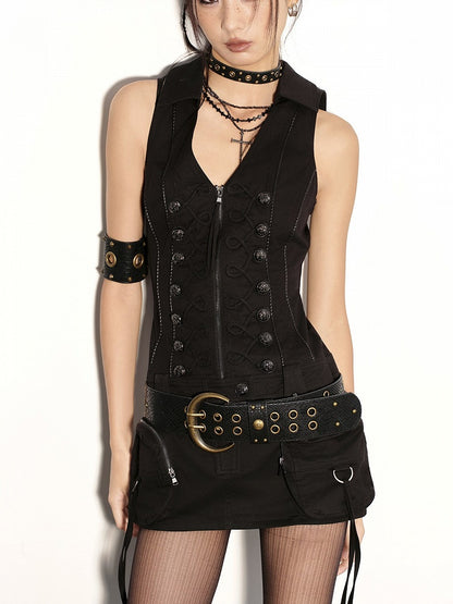 Studded Accent Black Snakeskin Punk Armlet