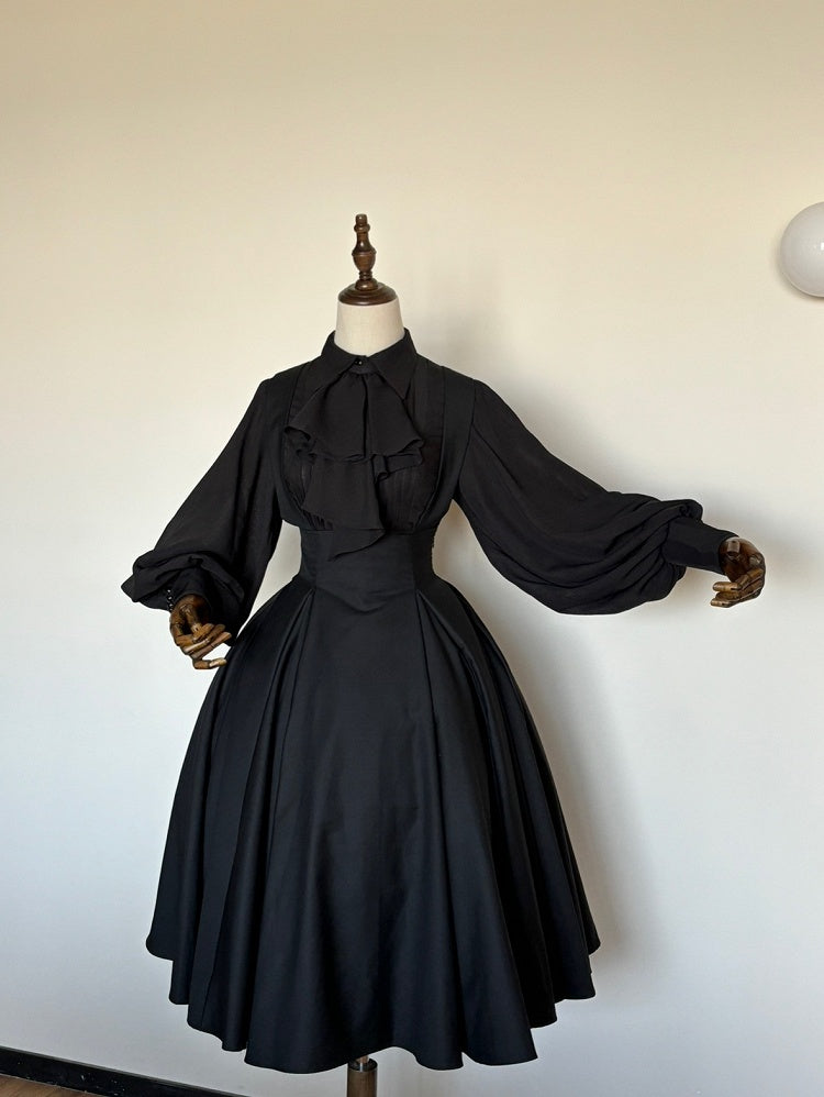 Straps High Skirt Lolita Long Black Overall Adjustable Waist