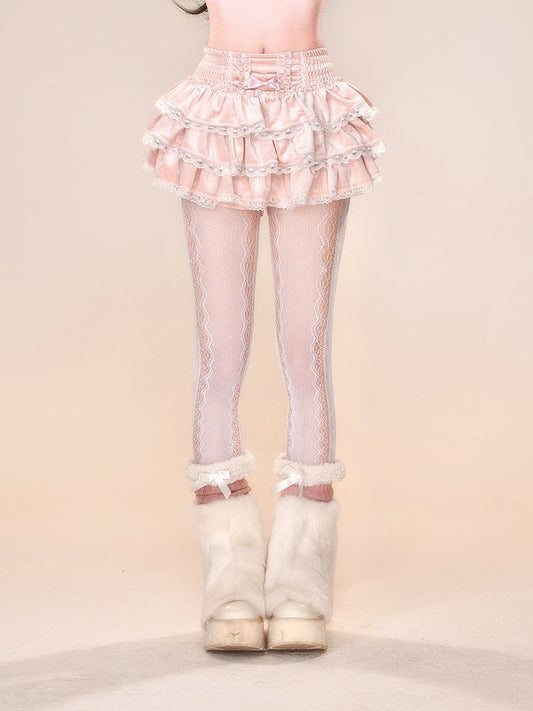 ブラックピンクのレーストリムバレエコアティアードスカート