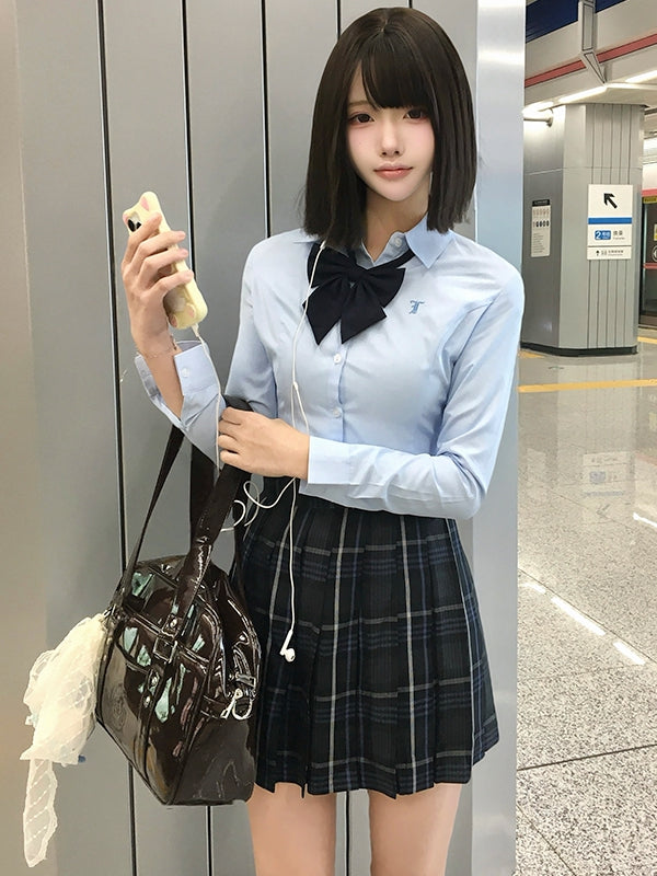 Blue Preppy Shirt Style Uniform JK
