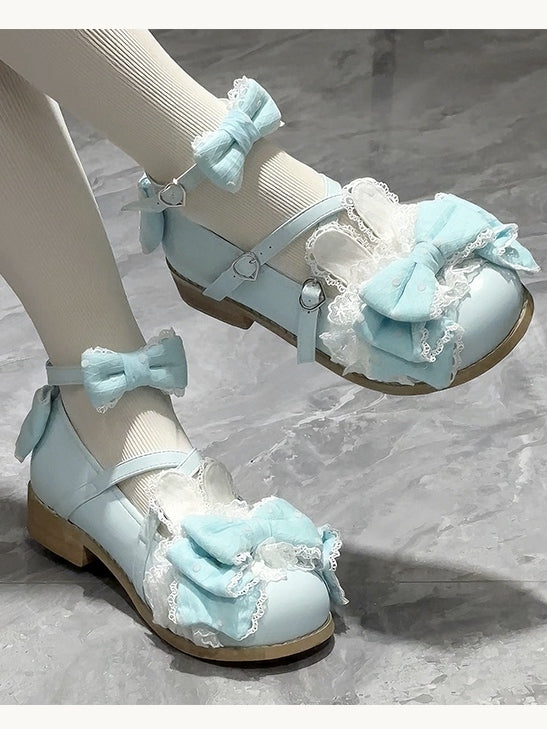 Ear Blue Bunny - Design Janes Mary mit niedrigem/mittlerem Absatz