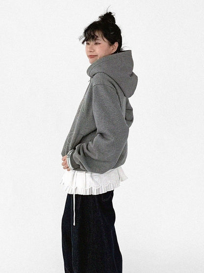 Lining Shell Regular/Fleece Gray Kawaii - Daily Version Hooded Jacket