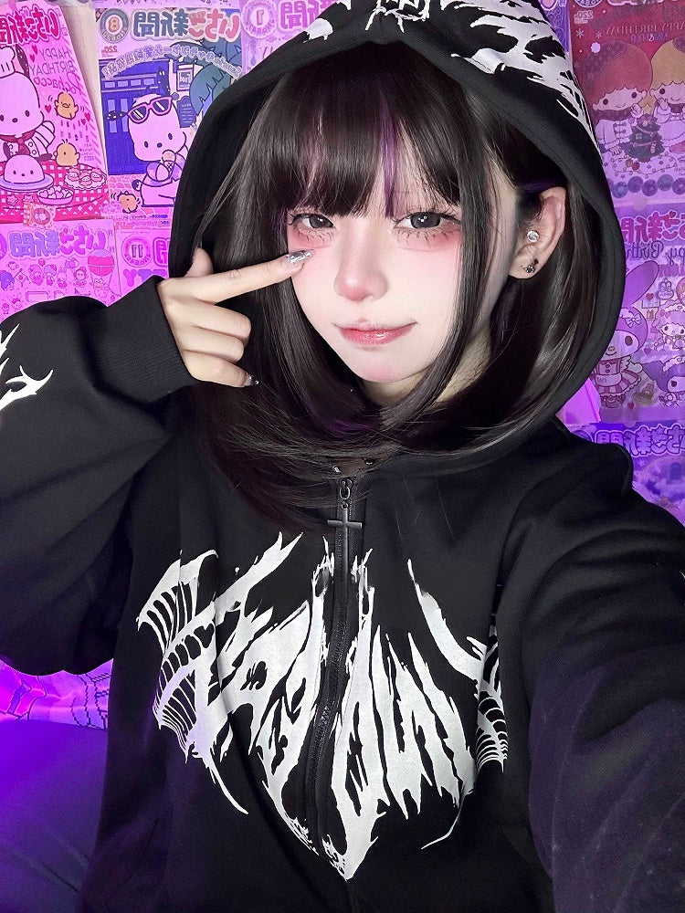 長さ56cmの紫色のウィッグ、前髪あり、黒のストレートエアハイライト