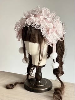 Pom-Pom (Lace Accents) Set Hairband Lolita Multi-Color