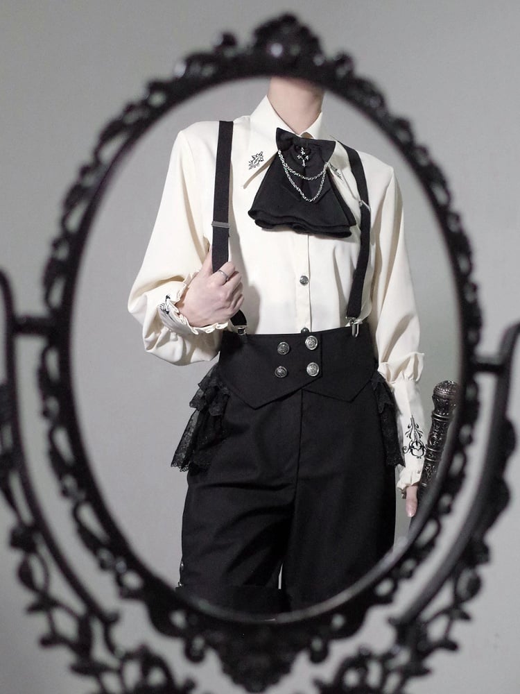 Shirt Embroidery Ouji Pointed Apricot Collar Fashion