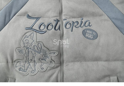 Zootopia Judy and Nick Applique Grey Puffer Jacket